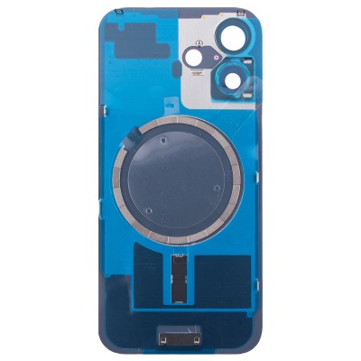 Задняя крышка для Apple iPhone 16 в сборе со стеклом камеры Голубой (стекло, логотип) - Премиум