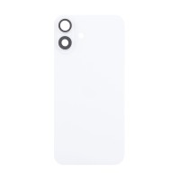 Задняя крышка для iPhone 16 в сборе со стеклом камеры Белый (стекло, логотип) - Премиум