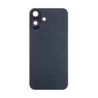 Задняя крышка для iPhone 16 Plus в сборе со стеклом камеры Черный (стекло, логотип) - Премиум
