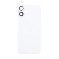 Задняя крышка для iPhone 16 Plus в сборе со стеклом камеры Белый (стекло, логотип) - Премиум