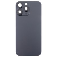 Задняя крышка для iPhone 16 Pro Max в сборе со стеклом камеры Черный (стекло, логотип) - Премиум