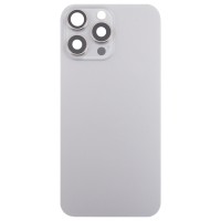 Задняя крышка для iPhone 16 Pro Max в сборе со стеклом камеры Серый (стекло, логотип) - Премиум