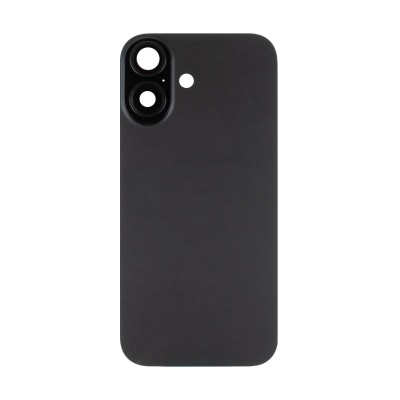 Задняя крышка для Apple iPhone 17 в сборе со стеклом камеры Черный (стекло, логотип) - Премиум