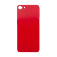 Задняя крышка для iPhone SE 2020 (красная) (стекло, широкий вырез под камеру, логотип) - Премиум