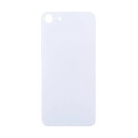 Задняя крышка для iPhone SE 2020 (белая) (стекло, широкий вырез под камеру, логотип) - Премиум
