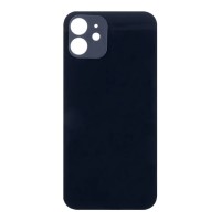 Задняя крышка для iPhone 12 Черный (стекло, широкий вырез под камеру, логотип) - Премиум