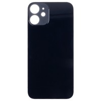 Задняя крышка для iPhone 12 mini Черный (стекло, широкий вырез под камеру, логотип) - Премиум