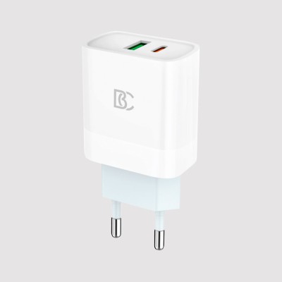 Сетевое зарядное устройство USB/Type-C BC C62 (18W, QC3.0, PD, 2 порта) Белый