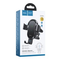 Авто держатель Hoco CA105 (с беспроводной зарядкой 15W, раздвижной, в дефлектор) Черный