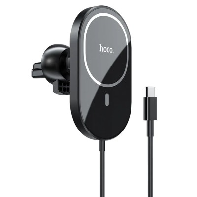 Авто держатель Hoco CA90 (MagSafe 15W, в дефлектор) Черный