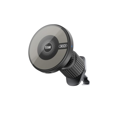Авто держатель XO CX025 (с беспроводной зарядкой 15W, магнитный, в дефлектор) Черный