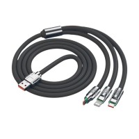 Кабель USB - 3 в 1 (Lightning + MicroUSB + Type-C) 6A, 1 м Черный