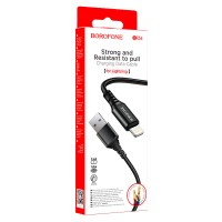 Кабель USB - Lightning Borofone BX54 (2.4A, оплетка нейлон) Черный