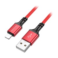 Кабель USB - Lightning Borofone BX83 (2.4A, силикон, термостойкий) Красный