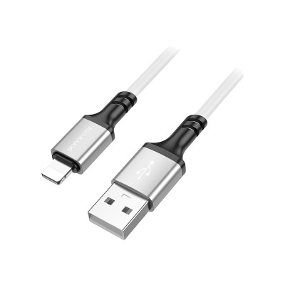 Кабель USB - Lightning Borofone BX83 (2.4A, силикон, термостойкий) Белый