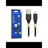 Кабель USB - Lightning Borofone BX92 (2.4A, оплетка ткань) Черный