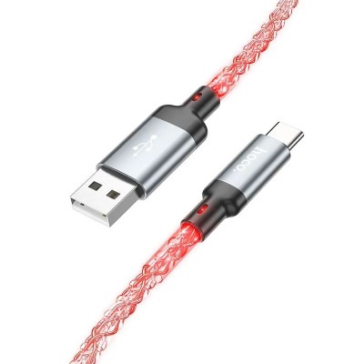 Кабель USB - Lightning Hoco U112 (2.4А, прозрачный светящийся) Серый