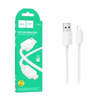 Кабель USB - Lightning Hoco X113 (2.4A, оплетка нейлон) Белый