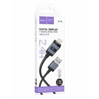 Кабель USB - Lightning Hoco X118 (2.4A, оплетка нейлон, с дисплеем) Черный