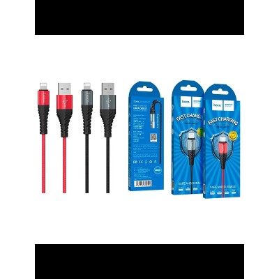 Кабель USB - Lightning Hoco X38 (2.4A, оплетка нейлон) Черный