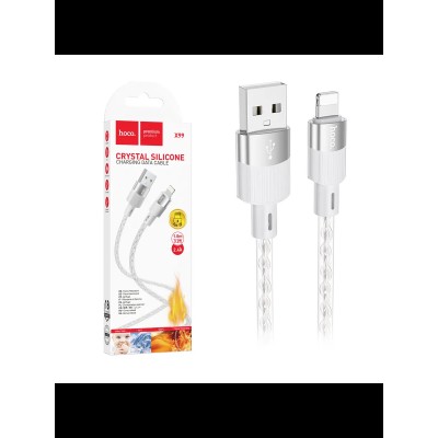 Кабель USB - Lightning Hoco X99 (2.4А, прозрачный силикон, термостойкий) Серый