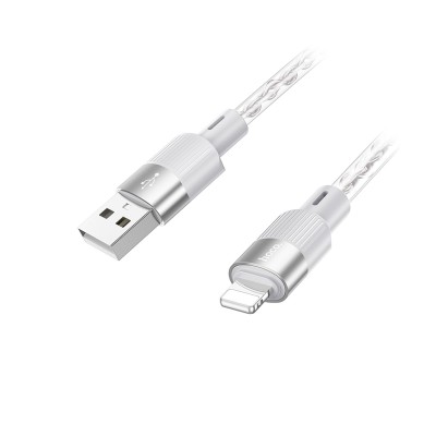 Кабель USB - Lightning Hoco X99 (2.4А, прозрачный силикон, термостойкий) Серый