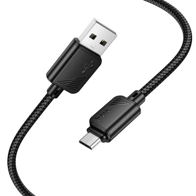 Кабель USB - MicroUSB Hoco X113 (2.4A, оплетка нейлон) Черный