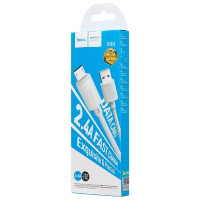 Кабель USB - MicroUSB Hoco X88 (2.4A) Белый