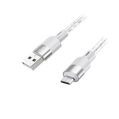 Кабель USB - MicroUSB Hoco X99 (2.4A, прозрачный силикон, термостойкий) Серый