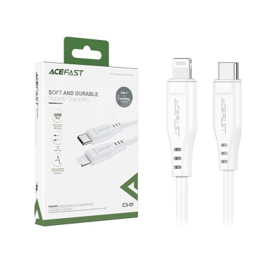 Кабель Type-C - Lightning Acefast C3-01 (3A, 30W, PD, MFI, 1,2 м) Белый