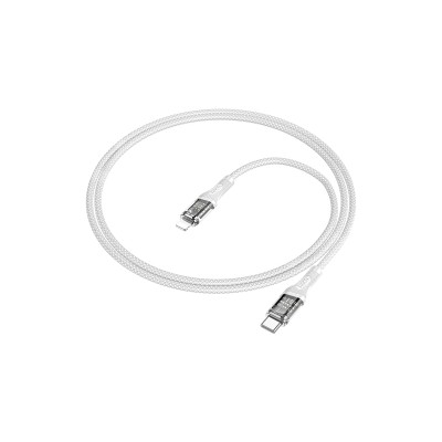 Кабель Type-C - Lightning Hoco U111 (3A, 27W, PD, оплетка нейлон, 1,2 м) Серый
