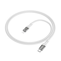 Кабель Type-C - Lightning Hoco U111 (3A, PD, оплетка нейлон, 1,2 м) Серый