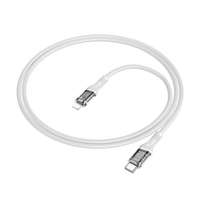Кабель Type-C - Lightning Hoco U111 (3A, PD, оплетка нейлон, 1,2 м) Серый