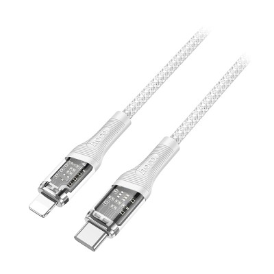 Кабель Type-C - Lightning Hoco U111 (3A, PD, оплетка нейлон, 1,2 м) Серый
