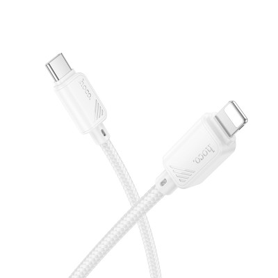 Кабель Type-C - Lightning Hoco X113 (3A, 27W, PD, оплетка нейлон) Белый