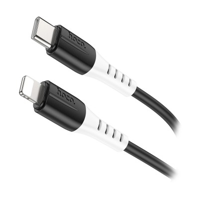 Кабель Type-C - Lightning Hoco X82 (3A, PD, оплетка силикон, термостойкий) Черный