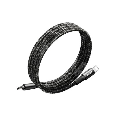 Кабель Type-C - Lightning Remax C02-CL (30W, PD, оплетка нейлон, магнитное крепление, 1,2 м) Черный