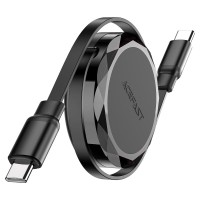 Кабель Type-C - Type-C Acefast С13-03 (3A, 60W, PD, 0.8 м, двойное втягивание) Черный