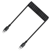 Кабель Type-C - Type-C Acefast C14-03 (3A, 60W, PD, пружинный, оплетка нейлон, 1,2 м) Черный