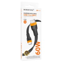 Кабель Type-C - Type-C Borofone BX118 (3A, 60W, плоский) Черный