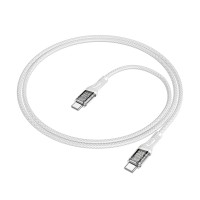 Кабель Type-C - Type-C Hoco U111 (5A, 60W, оплетка нейлон, 1,2 м) Серый