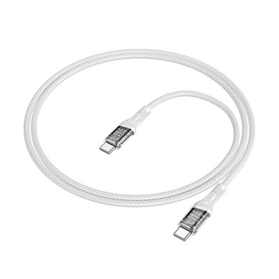 Кабель Type-C - Type-C Hoco U111 (5A, 60W, оплетка нейлон, 1,2 м) Серый