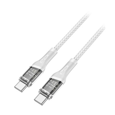 Кабель Type-C - Type-C Hoco U111 (5A, 60W, оплетка нейлон, 1,2 м) Серый