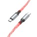 Кабель Type-C - Type-C Hoco U112 (3A, 60W, PD, прозрачный, светодиодный) Серый