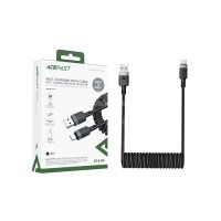 Кабель USB - Type-C Acefast C14-04 (3A, пружинный, оплетка нейлон, 1,2 м) Черный