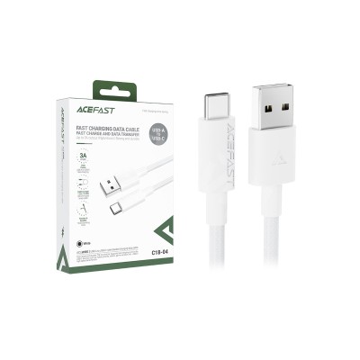 Кабель USB - Type-C Acefast C18-04 (3A, оплетка нейлон, 1,2 м) Белый