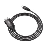 Кабель Type-C - HDMI Hoco UA16 (4K/30 Hz, оплетка нейлон, 2 м) Серый