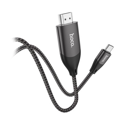 Кабель Type-C - HDMI Hoco UA16 (4K/30 Hz, оплетка нейлон, 2 м) Серый