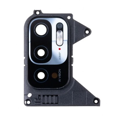 Стекло камеры для Xiaomi Redmi Note 10T/Xiaomi Redmi Note 10 5G в сборе с рамкой Черный