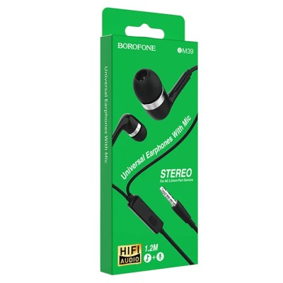 Гарнитура "3,5 мм" Jack Borofone BM39 (вакуумные) Черный